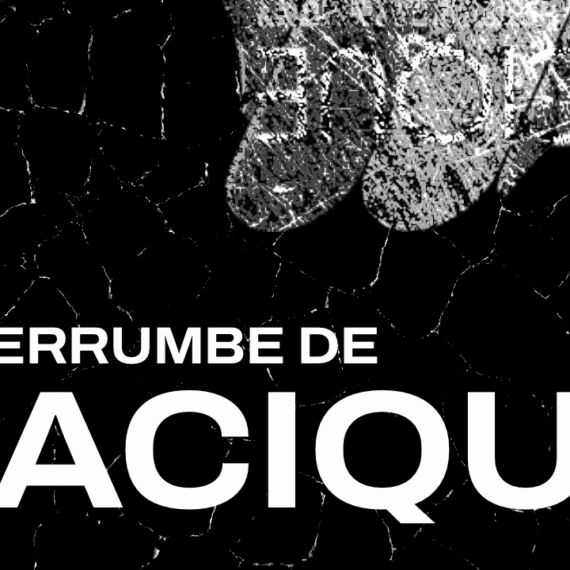 logo de cacique roto y el titulo: el derrumbe de cacique