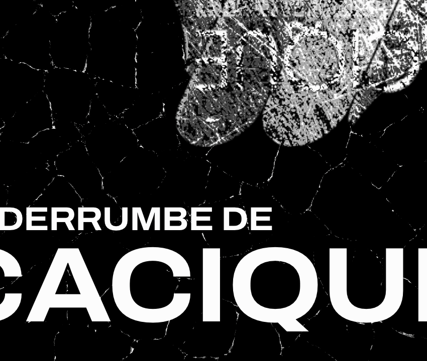 logo de cacique roto y el titulo: el derrumbe de cacique